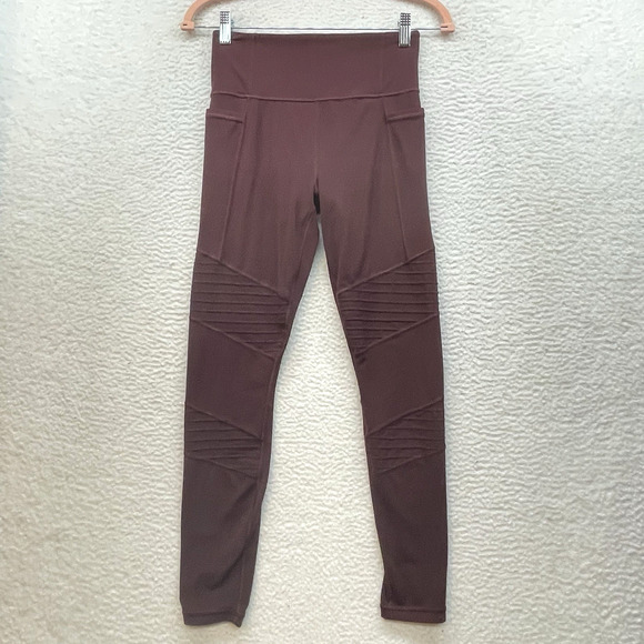 Athleta Inclination Moto Tight Womens Small Red Pockets Leggings Gym Workout - Picture 1 of 14
